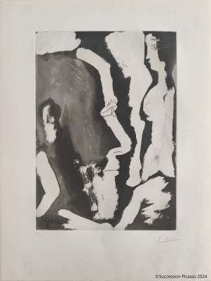 Sculpteur travaillant à un buste de femme II (Eau-forte et aquatinte) - Pablo  PICASSO
