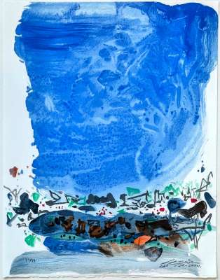 Saison bleue (Planche III) (Farblithographie) - Teh-Chun CHU