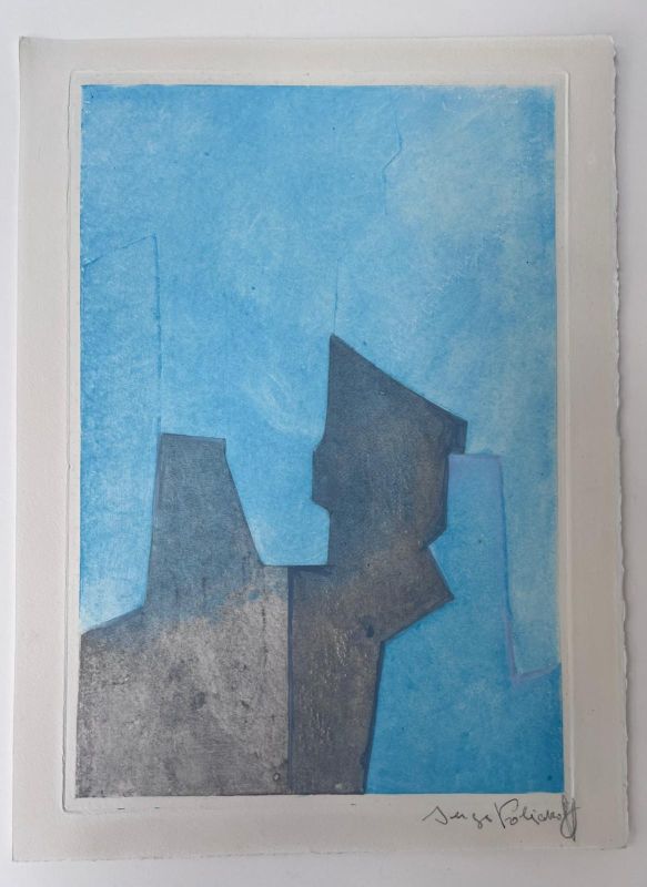 Blue composition (Etching and aquatint) - Serge  POLIAKOFF