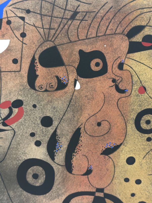 Frau mit blonden Achseln, die sich im Sternenlicht die Haare k&auml;mmt (Sternbilder) (Schablone) - Joan  MIRO