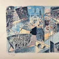 Edouard MacAvoy (1905-1991) // Paris Notre Dame et la Seine (Lithographie) — Artistes Divers — Vue avant