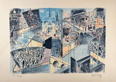 Edouard MacAvoy (1905-1991) // Paris Notre Dame et la Seine (Litografía) -  Artistes Divers