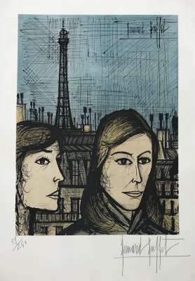 In front of the Eiffel Tower (Lithograph) - Bernard BUFFET