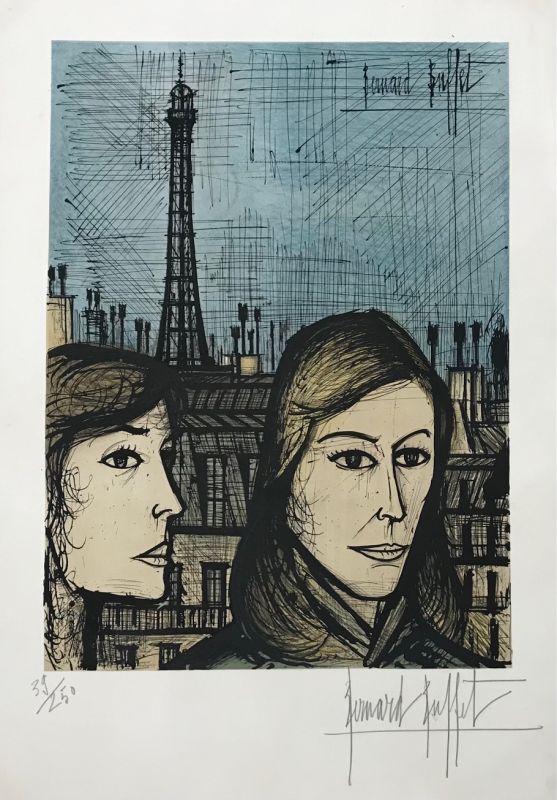 Devant la Tour Eiffel (Lithographie) - Bernard BUFFET