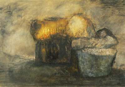 Paysage lunaire (Oil on paper (contemporary) ) - Véronique NEROU