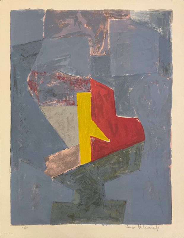 Komposition Blau, Gelb und Rot n°18 (Farblithographie) - Serge  POLIAKOFF