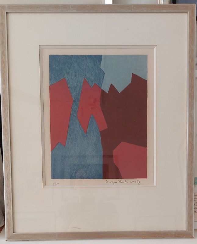 Composition rouge et bleue L68 (Lithograph) - Serge  POLIAKOFF