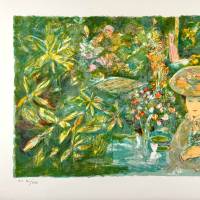 Emilio Grau-Sala (1911-1975) // Jeune fille dans le Jardin (Farblithographie) — Artistes Divers