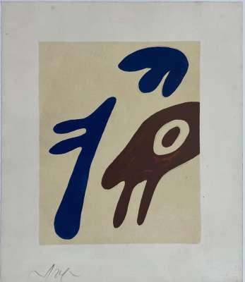 Head, torso and navel on table (Lithograph) - Hans ARP