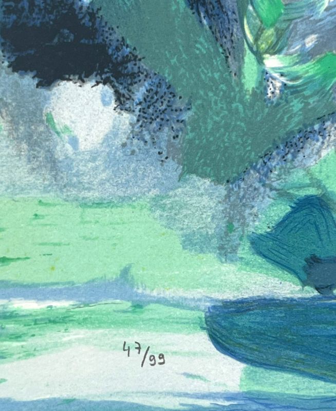 Saison bleue (Planche II) (Farblithographie) - Teh-Chun CHU