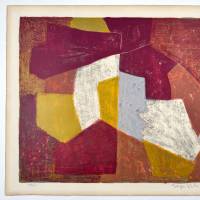 Carmine, brown, yellow and grey composition (Lithograph) — Serge POLIAKOFF — View with margins