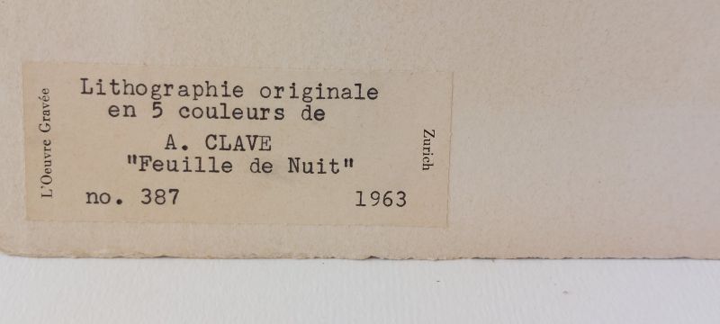 Feuille de nuit (Farblithographie) - Antoni CLAVE