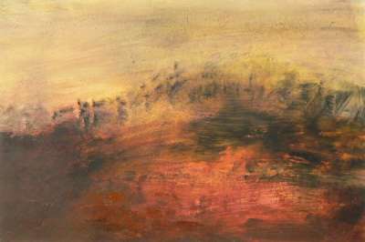 Paysage rouge (Huile sur papier (contemporain)) - Véronique NEROU