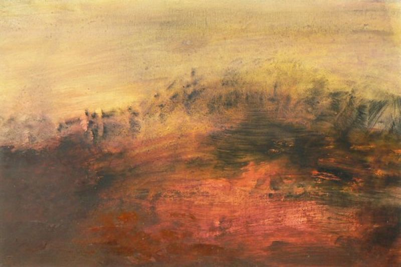 Paysage rouge (Oil on paper (contemporary) ) - Véronique NEROU