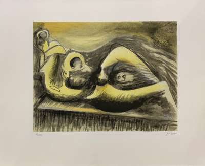 Reclining Figure Idea for Metal Sculpture (Lithograph) - Henry  MOORE