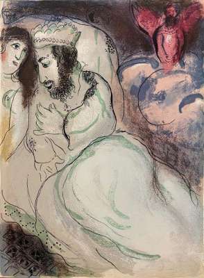 Sarah and Abimelech (Lithograph) - Marc CHAGALL