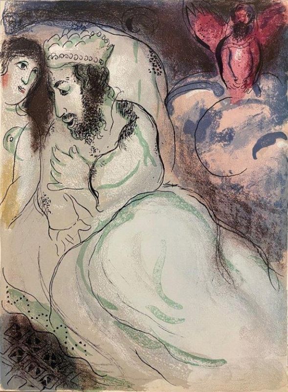 Sara et Abimelec (Lithographie) - Marc CHAGALL