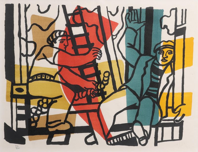 Les constructeurs (Litografía) - Fernand LEGER
