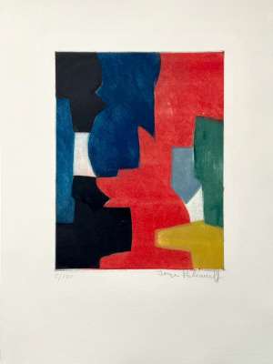 Composition bleue, rouge, verte et noire III (Aguafuerte y aguatinta) - Serge  POLIAKOFF