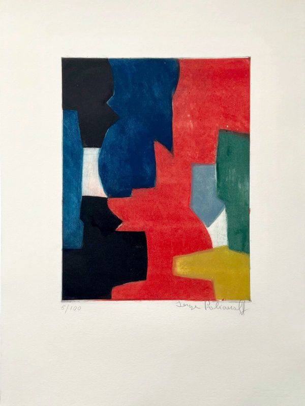 Composition bleue, rouge, verte et noire III (Aguafuerte y aguatinta) - Serge  POLIAKOFF