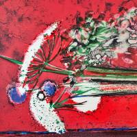 René Genis (1922-2004) // Nature morte aux fleurs et aux cerises (Litografía) — Artistes Divers