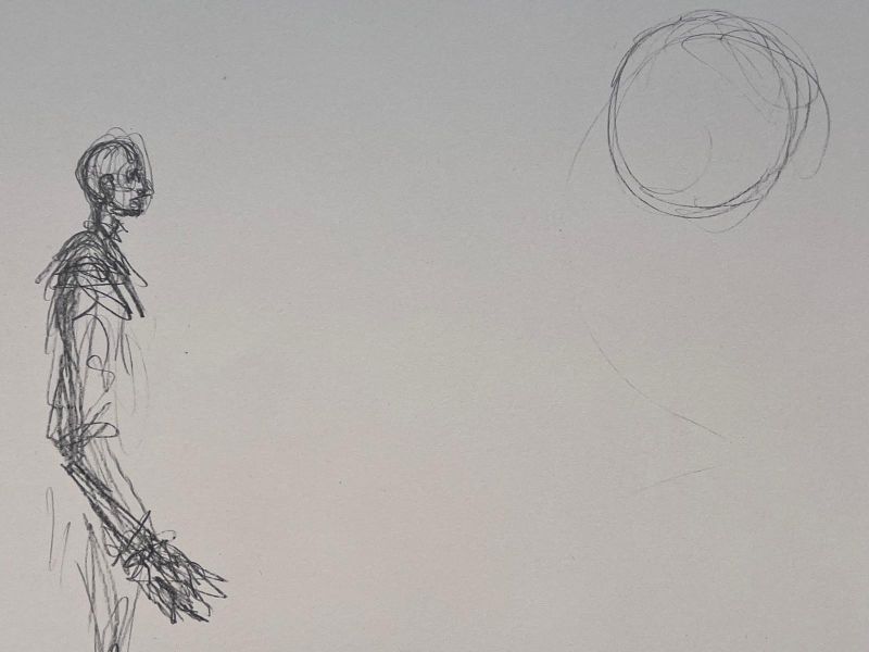 Homme debout et Soleil (Lithographie) - Alberto GIACOMETTI