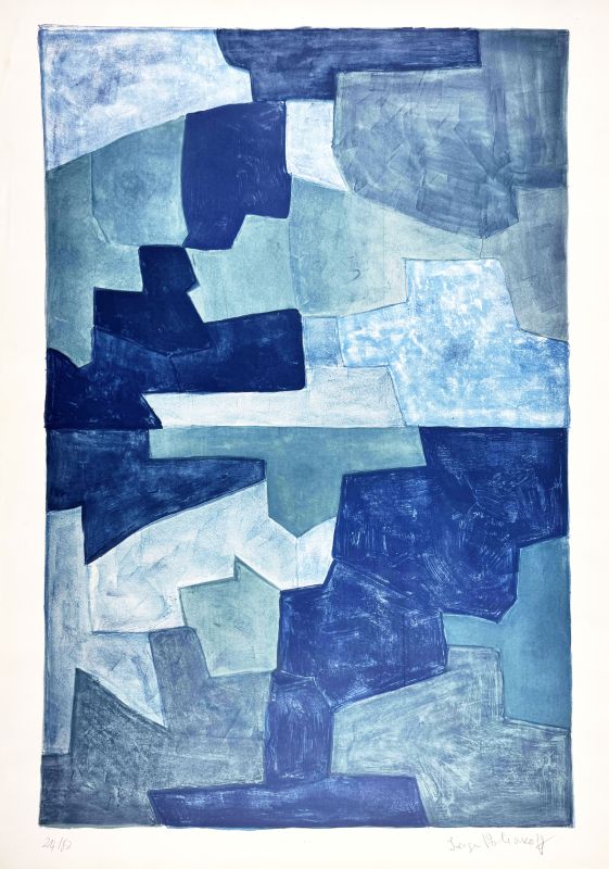 Composition bleue (Farblithographie) - Serge  POLIAKOFF