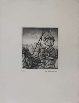 Les deux guerriers (Etching) - Erik DESMAZIÈRES