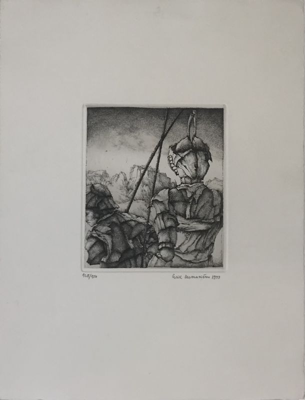 Les deux guerriers (Etching) - Erik DESMAZIÈRES