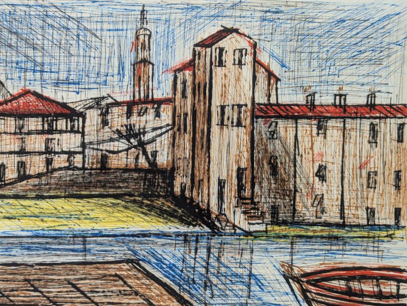 Saint-Tropez, la Ponche (Grabado) — Bernard BUFFET — Vista de detalle