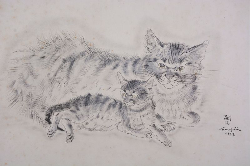 Katze und K&auml;tzchen (Stich) - Léonard FOUJITA