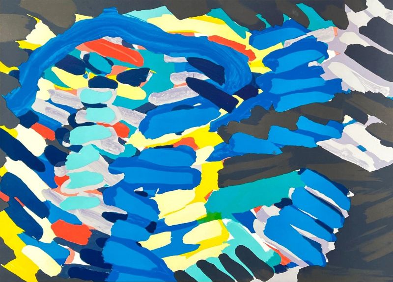 Blue Animal with Sunshine Head (Litografía) - Karel APPEL