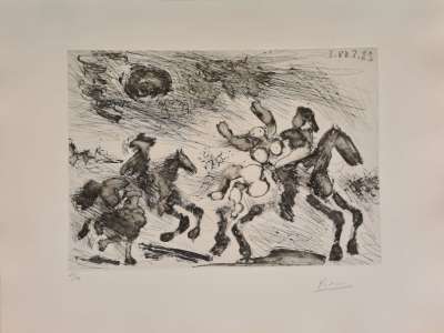 Orage, enlèvement, poursuite (Etching) - Pablo  PICASSO