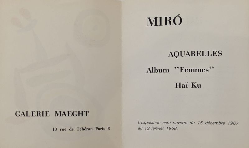 AQUARELLES Album "Femmes" Haï-ku (Lithographie) - Joan  MIRO