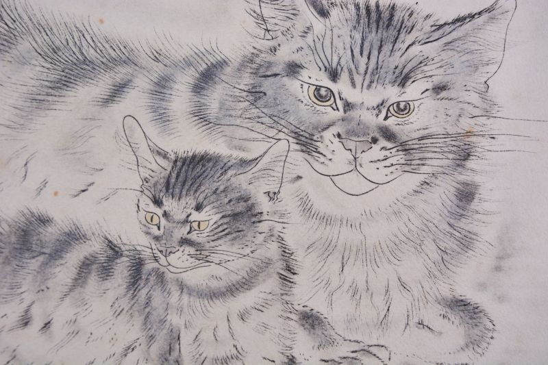 Katze und K&auml;tzchen (Stich) - Léonard FOUJITA