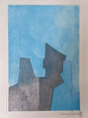 Composition bleue XXIV (Eau-forte et aquatinte) - Serge  POLIAKOFF
