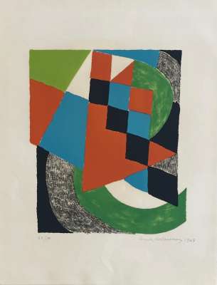 Damiers verts (Lithograph) - Sonia DELAUNAY