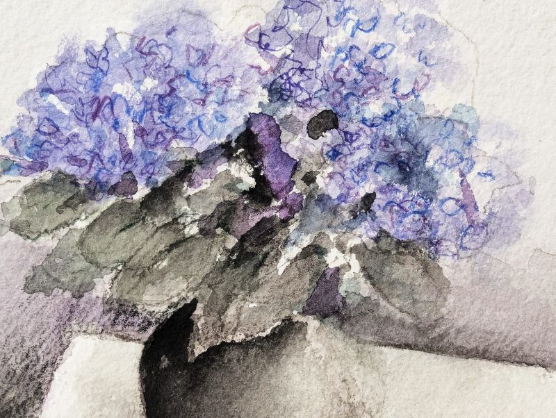 Tre ortensie (Aquarelle (contemporain)) - Annapia ANTONINI