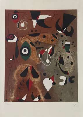 Women, Birds, Star (Lithograph) - Joan  MIRO