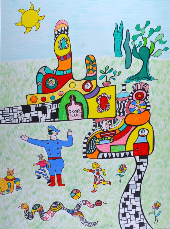 Leaving school (Lithograph) - Niki DE SAINT PHALLE