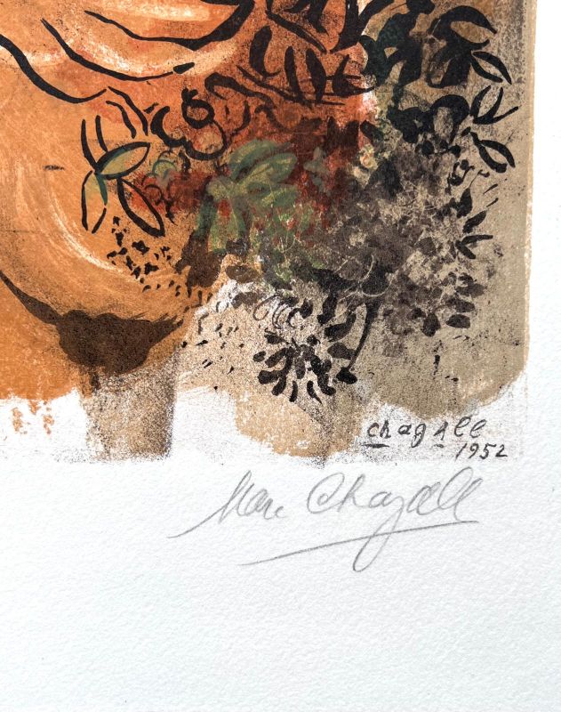 Pareja en ocre (Litografía) - Marc CHAGALL
