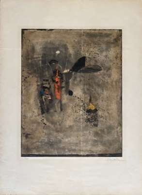 Composition with black dot (Etching) - Johnny FRIEDLAENDER