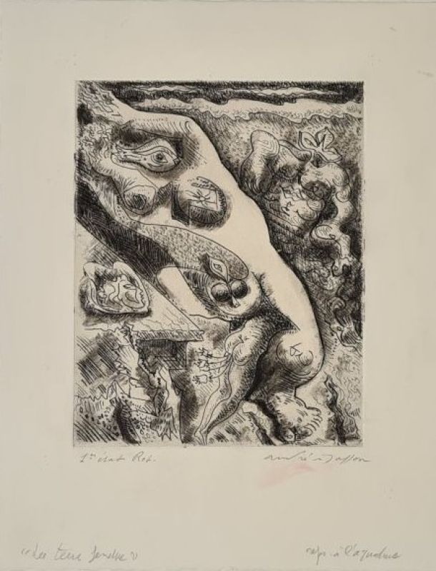 La terre fendue (Eau-forte) - André  MASSON