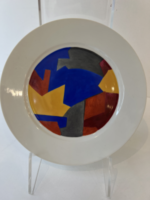Plato amarillo, azul, negro y rojo (Porcelana) - Serge  POLIAKOFF