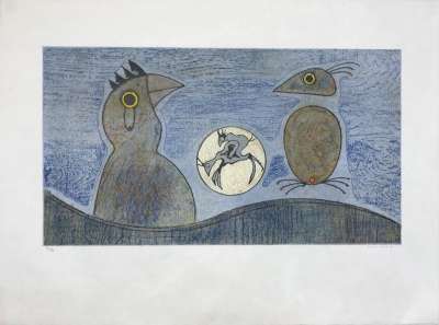Deux Oiseaux (Farblithographie) - Max ERNST