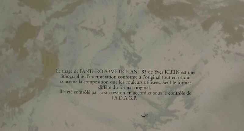 Yves Klein (1928-1962) // Anthropométrie (ANT 83) (Lithograph) -  Artistes Divers