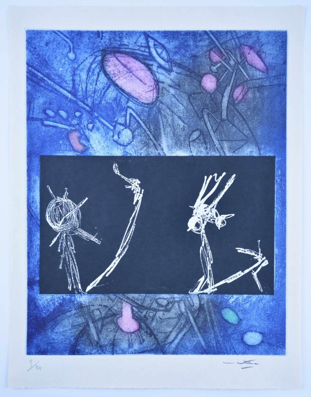 Les Voix (Radierung und Aquatinta) - Roberto  MATTA