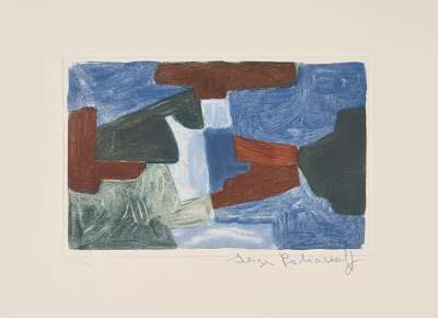 Composition bleue, verte et brune XXXIII (Grabado) - Serge  POLIAKOFF