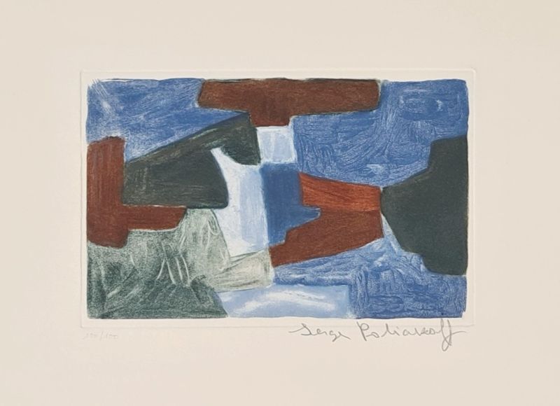 Komposition in Blau, Grün und Braun (Stich) - Serge  POLIAKOFF