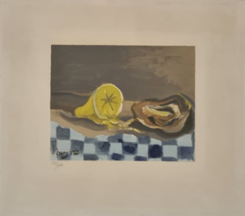 Lithographie Huître et citron par BRAQUE Georges